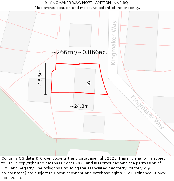 9, KINGMAKER WAY, NORTHAMPTON, NN4 8QL: Plot and title map