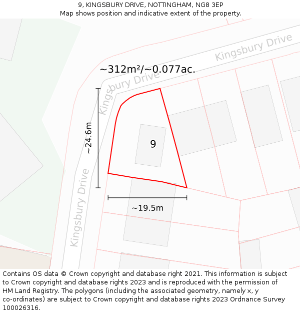 9, KINGSBURY DRIVE, NOTTINGHAM, NG8 3EP: Plot and title map