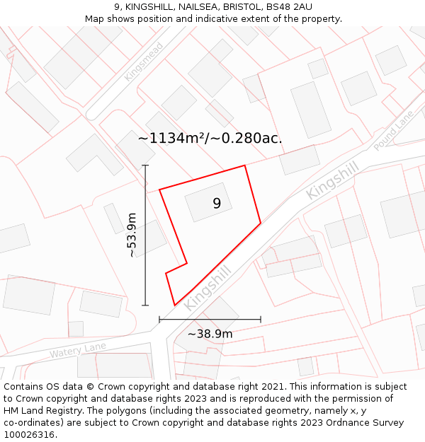 9, KINGSHILL, NAILSEA, BRISTOL, BS48 2AU: Plot and title map