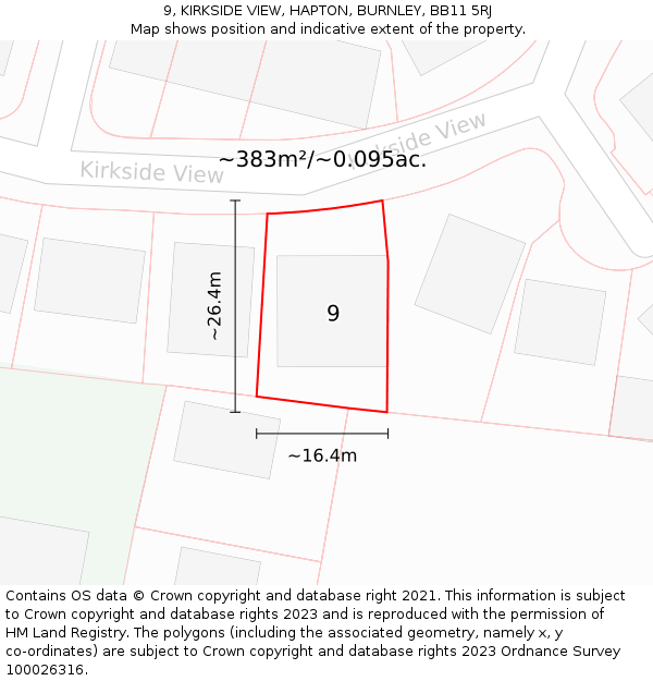 9, KIRKSIDE VIEW, HAPTON, BURNLEY, BB11 5RJ: Plot and title map
