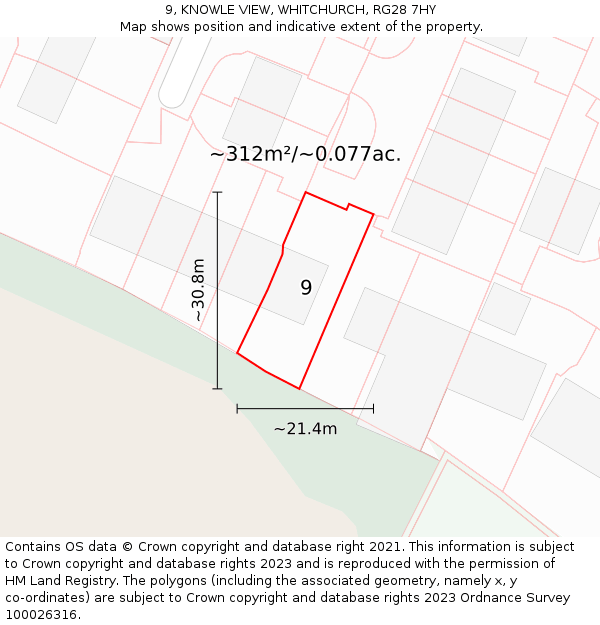 9, KNOWLE VIEW, WHITCHURCH, RG28 7HY: Plot and title map