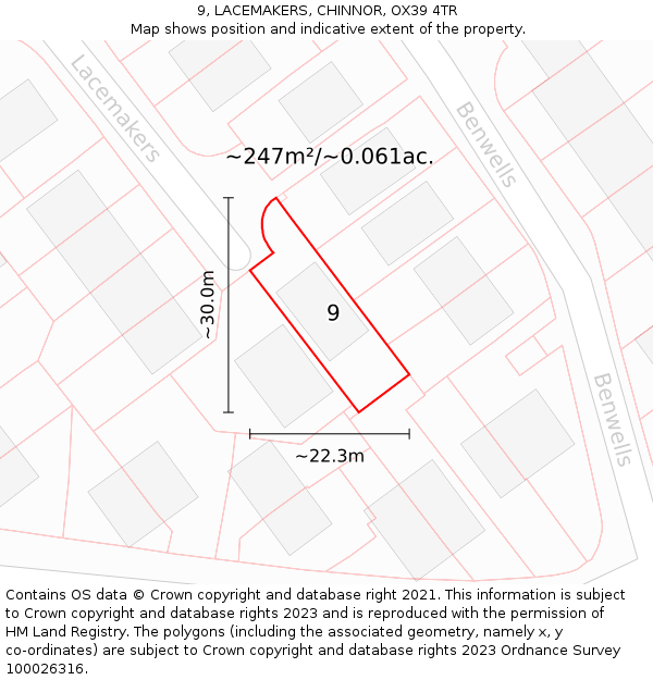 9, LACEMAKERS, CHINNOR, OX39 4TR: Plot and title map