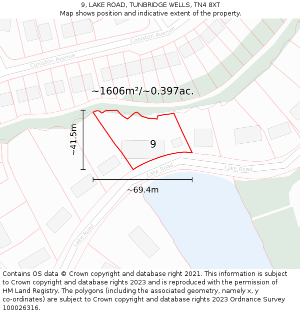 9, LAKE ROAD, TUNBRIDGE WELLS, TN4 8XT: Plot and title map