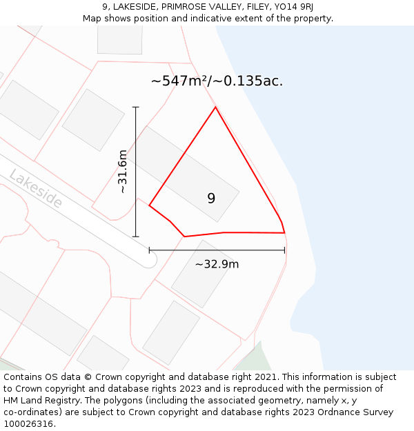 9, LAKESIDE, PRIMROSE VALLEY, FILEY, YO14 9RJ: Plot and title map