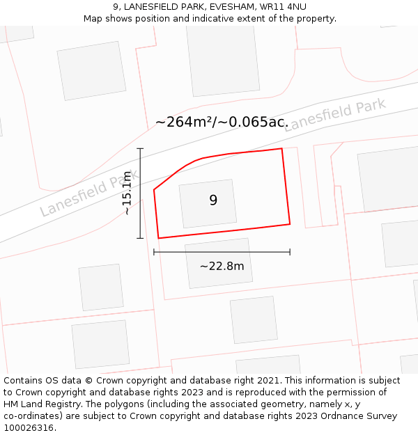 9, LANESFIELD PARK, EVESHAM, WR11 4NU: Plot and title map