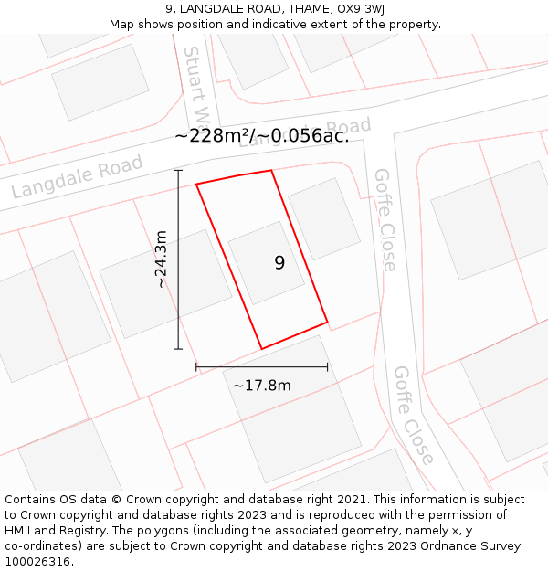 9, LANGDALE ROAD, THAME, OX9 3WJ: Plot and title map
