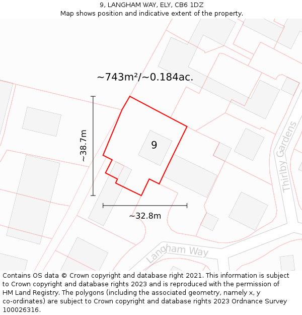 9, LANGHAM WAY, ELY, CB6 1DZ: Plot and title map