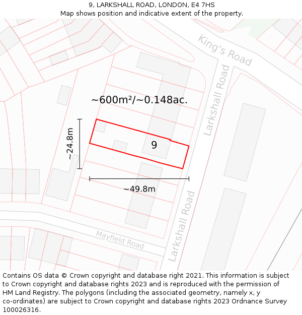 9, LARKSHALL ROAD, LONDON, E4 7HS: Plot and title map