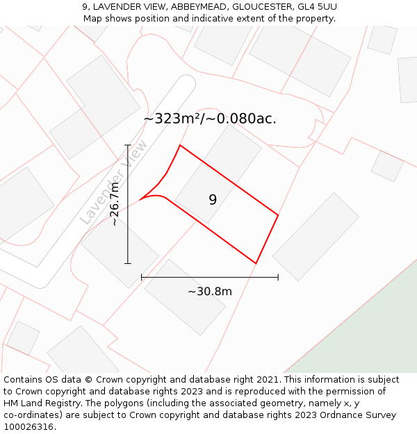 9, LAVENDER VIEW, ABBEYMEAD, GLOUCESTER, GL4 5UU: Plot and title map