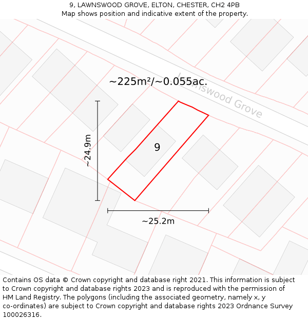 9, LAWNSWOOD GROVE, ELTON, CHESTER, CH2 4PB: Plot and title map