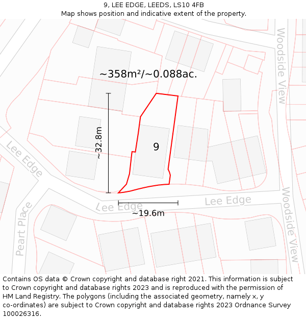 9, LEE EDGE, LEEDS, LS10 4FB: Plot and title map