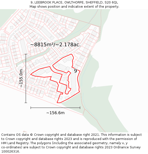 9, LEEBROOK PLACE, OWLTHORPE, SHEFFIELD, S20 6QL: Plot and title map