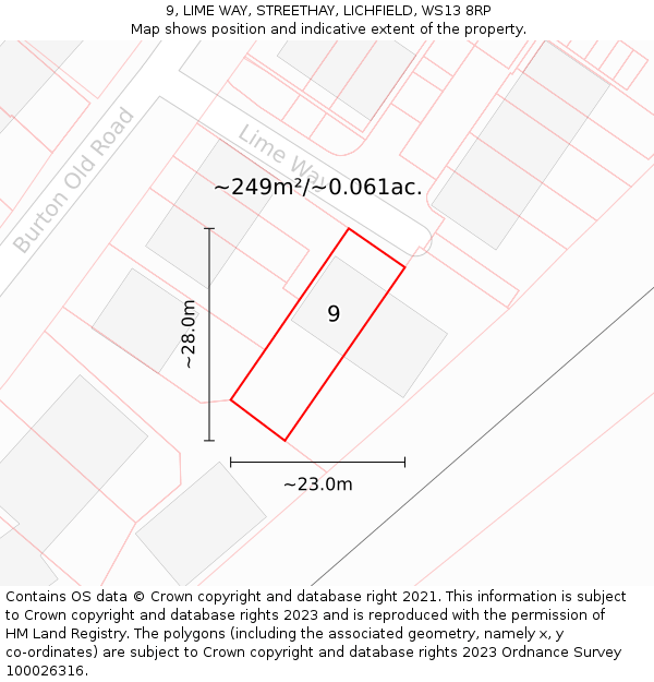 9, LIME WAY, STREETHAY, LICHFIELD, WS13 8RP: Plot and title map