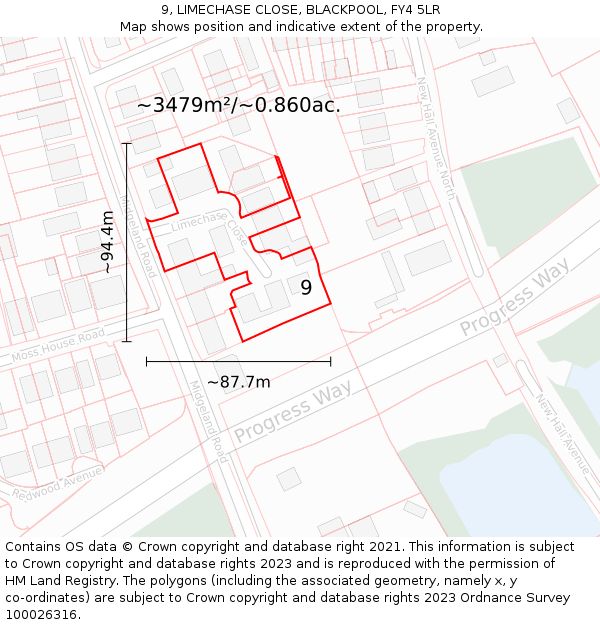 9, LIMECHASE CLOSE, BLACKPOOL, FY4 5LR: Plot and title map