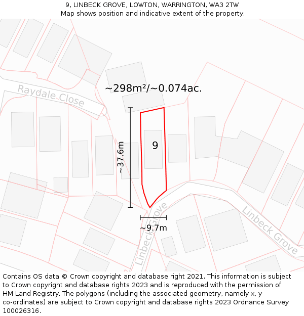 9, LINBECK GROVE, LOWTON, WARRINGTON, WA3 2TW: Plot and title map