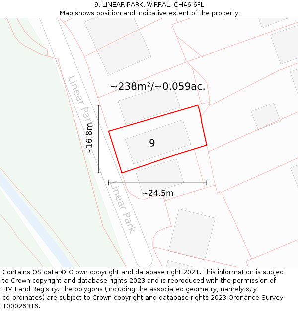 9, LINEAR PARK, WIRRAL, CH46 6FL: Plot and title map
