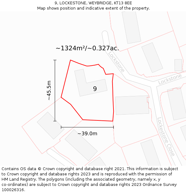 9, LOCKESTONE, WEYBRIDGE, KT13 8EE: Plot and title map