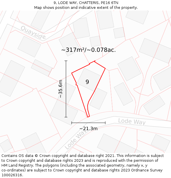 9, LODE WAY, CHATTERIS, PE16 6TN: Plot and title map