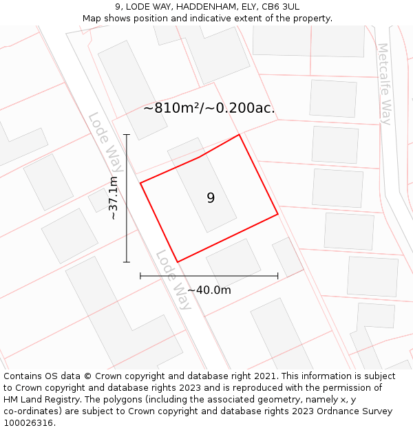 9, LODE WAY, HADDENHAM, ELY, CB6 3UL: Plot and title map