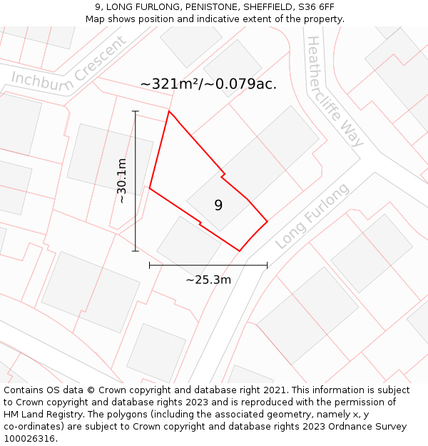 9, LONG FURLONG, PENISTONE, SHEFFIELD, S36 6FF: Plot and title map