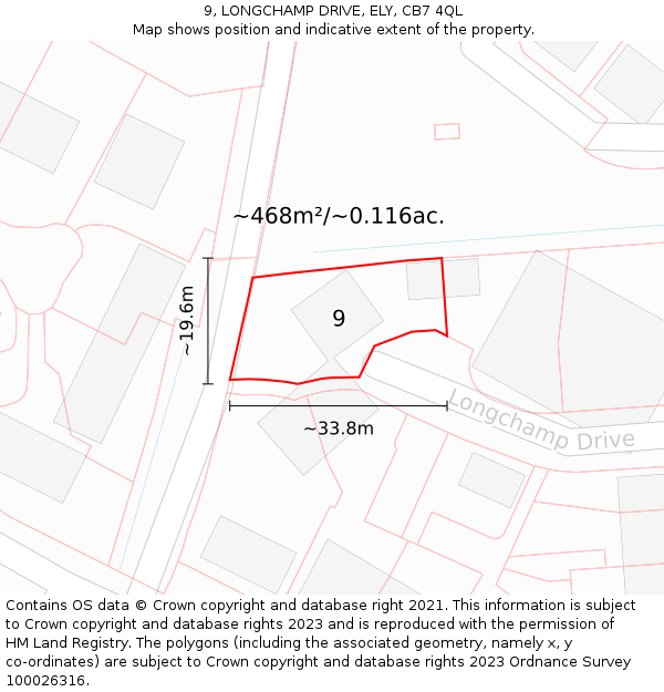 9, LONGCHAMP DRIVE, ELY, CB7 4QL: Plot and title map