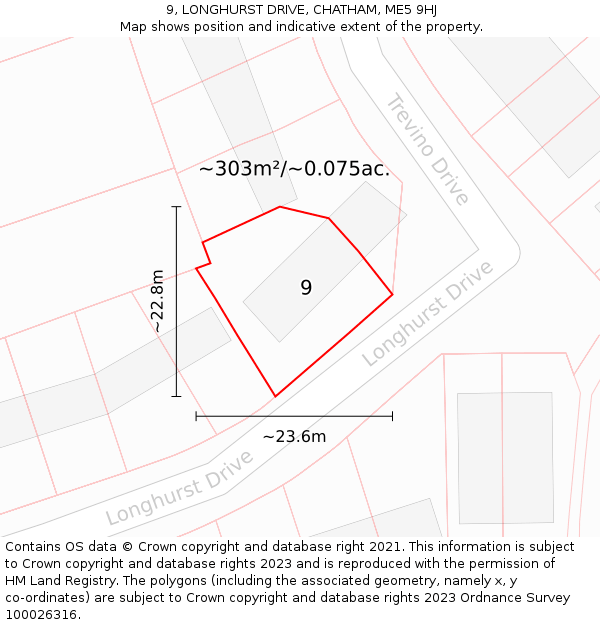 9, LONGHURST DRIVE, CHATHAM, ME5 9HJ: Plot and title map