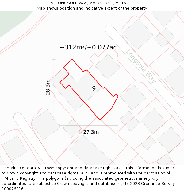 9, LONGSOLE WAY, MAIDSTONE, ME16 9FF: Plot and title map