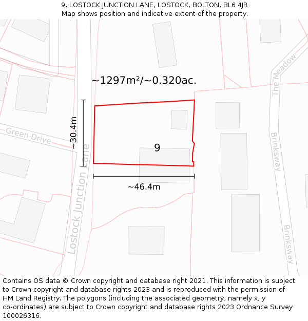 9, LOSTOCK JUNCTION LANE, LOSTOCK, BOLTON, BL6 4JR: Plot and title map