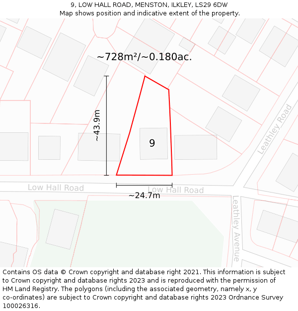 9, LOW HALL ROAD, MENSTON, ILKLEY, LS29 6DW: Plot and title map