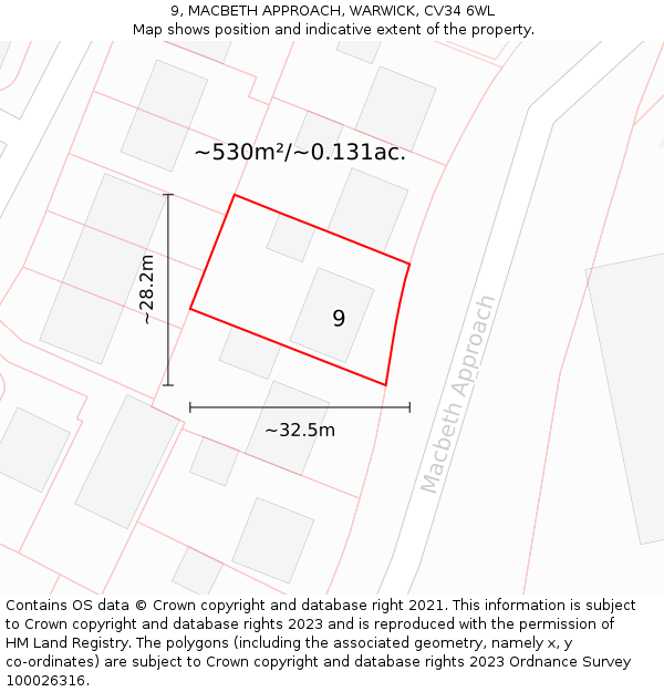 9, MACBETH APPROACH, WARWICK, CV34 6WL: Plot and title map