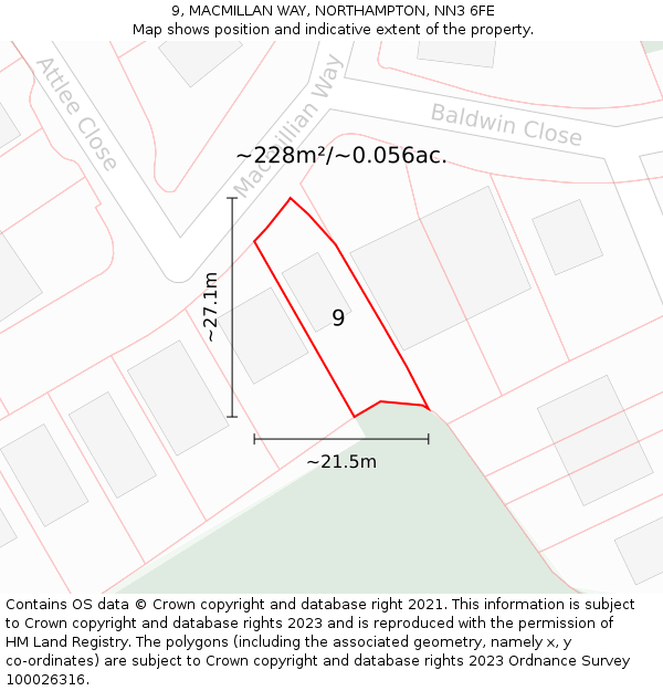 9, MACMILLAN WAY, NORTHAMPTON, NN3 6FE: Plot and title map