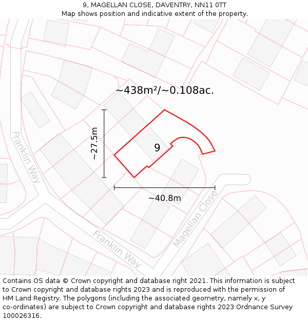 9, MAGELLAN CLOSE, DAVENTRY, NN11 0TT: Plot and title map