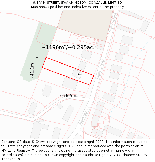 9, MAIN STREET, SWANNINGTON, COALVILLE, LE67 8QJ: Plot and title map