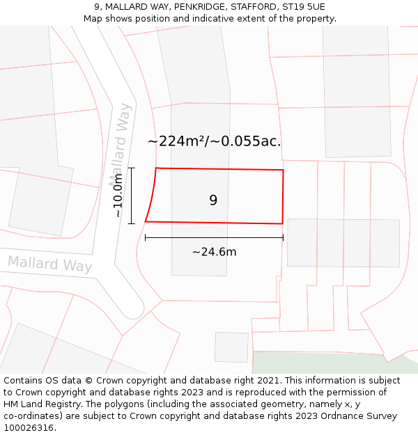 9, MALLARD WAY, PENKRIDGE, STAFFORD, ST19 5UE: Plot and title map