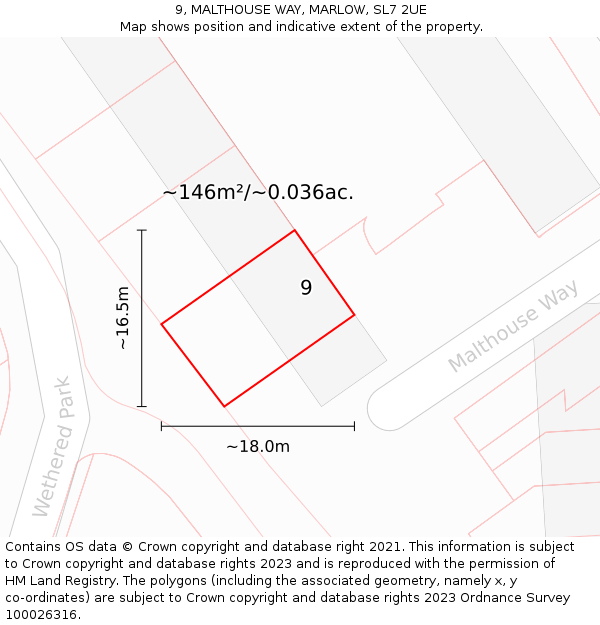 9, MALTHOUSE WAY, MARLOW, SL7 2UE: Plot and title map