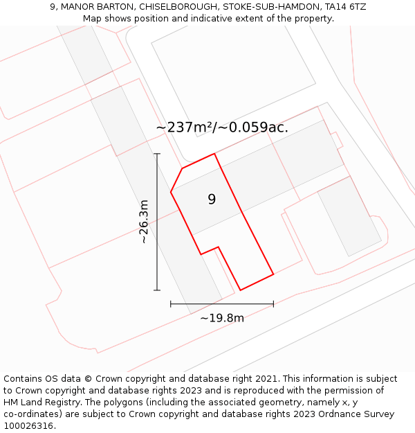9, MANOR BARTON, CHISELBOROUGH, STOKE-SUB-HAMDON, TA14 6TZ: Plot and title map