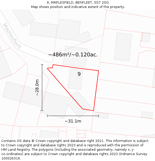 9, MAPLESFIELD, BENFLEET, SS7 2SG: Plot and title map