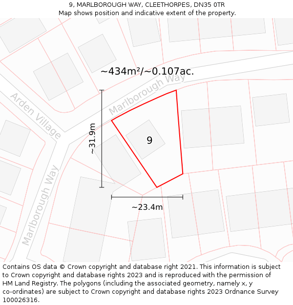 9, MARLBOROUGH WAY, CLEETHORPES, DN35 0TR: Plot and title map