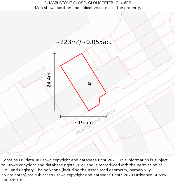 9, MARLSTONE CLOSE, GLOUCESTER, GL4 6ES: Plot and title map