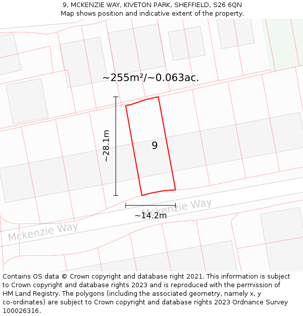 9, MCKENZIE WAY, KIVETON PARK, SHEFFIELD, S26 6QN: Plot and title map