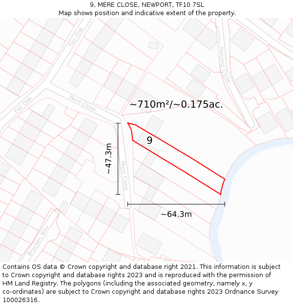9, MERE CLOSE, NEWPORT, TF10 7SL: Plot and title map