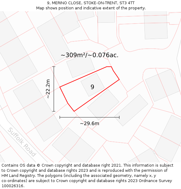 9, MERINO CLOSE, STOKE-ON-TRENT, ST3 4TT: Plot and title map