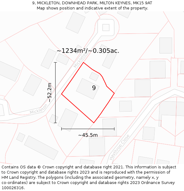 9, MICKLETON, DOWNHEAD PARK, MILTON KEYNES, MK15 9AT: Plot and title map