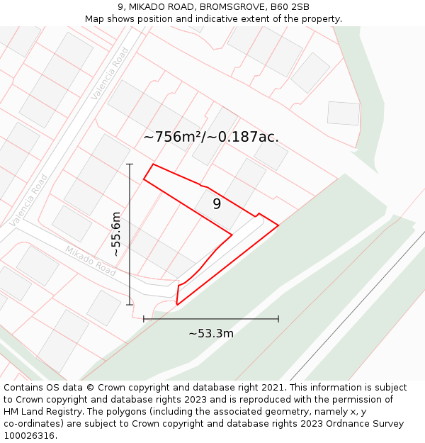 9, MIKADO ROAD, BROMSGROVE, B60 2SB: Plot and title map