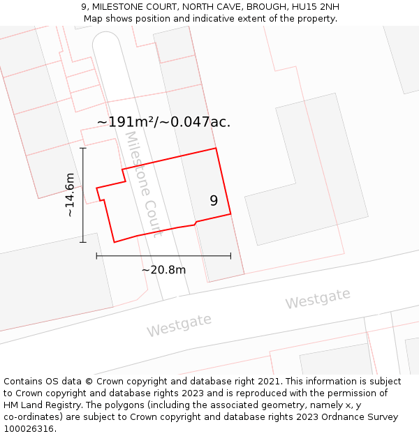 9, MILESTONE COURT, NORTH CAVE, BROUGH, HU15 2NH: Plot and title map