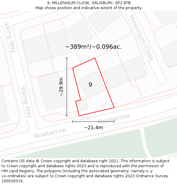 9, MILLENNIUM CLOSE, SALISBURY, SP2 8TB: Plot and title map