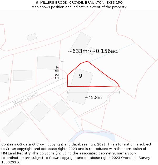9, MILLERS BROOK, CROYDE, BRAUNTON, EX33 1PQ: Plot and title map