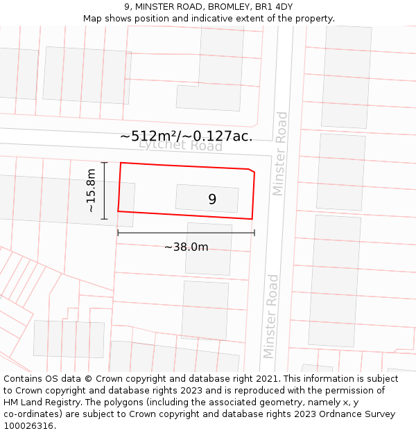 9, MINSTER ROAD, BROMLEY, BR1 4DY: Plot and title map