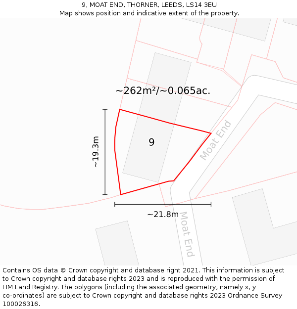 9, MOAT END, THORNER, LEEDS, LS14 3EU: Plot and title map
