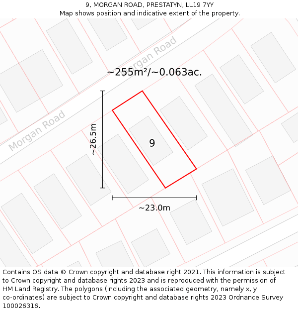 9, MORGAN ROAD, PRESTATYN, LL19 7YY: Plot and title map